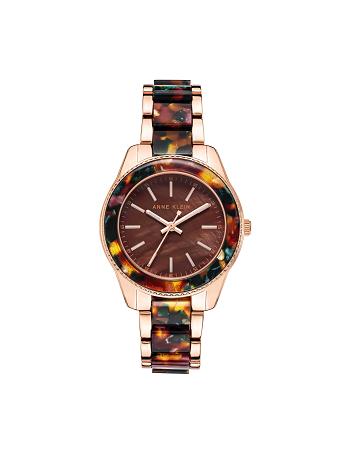 Anne Klein Pearlescent Resin Link Watch Metals Rose / Gold / Brown | XUSBH25166