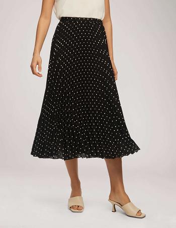 Anne Klein Polka Dot Chiffon Pull On Pleated Skirt Best Sellers Black / White | AUSWC23831