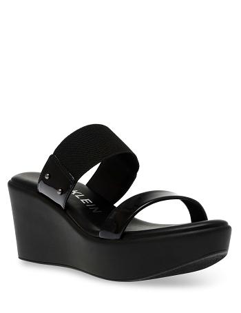 Anne Klein Pylos Platform Sandal Wedges Black | USJZR72829