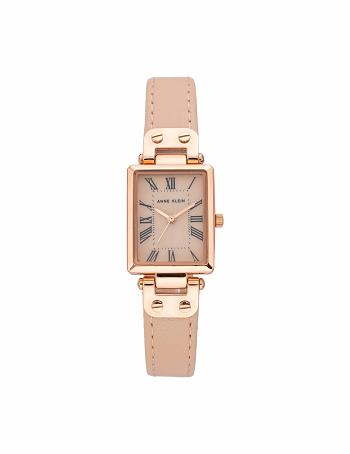 Anne Klein Rectangular Case Strap Watch Leather Pink / Rose / Gold | AUSDF56124