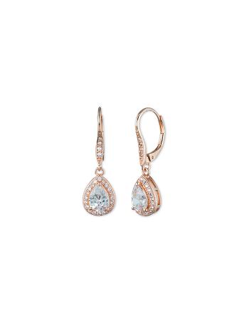 Anne Klein Rose Gold-Tone Cubic Zirconia Halo Drop Earrings Rose / Gold | AUSWC93757