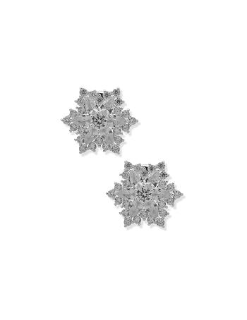 Anne Klein Snowflake Stone Button Clip Earrings Grey / Silver | GUSEC81548