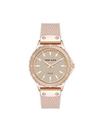 Anne Klein Solar Rubber Strap Watch Considered Pink / Rose / Gold | SUSVO47237