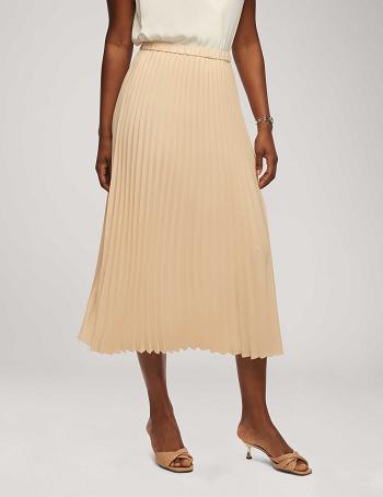 Anne Klein Solid Pull On Pleated Skirt Bottoms Beige | USJVR31218