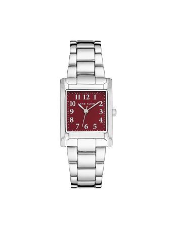 Anne Klein Square Case Bracelet Watch Rectangular Silver / Burgundy | USZPD25114