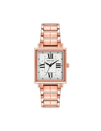 Anne Klein Square Crystal Accented Dial Watch Metals Rose / Gold | USQAV66076