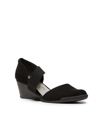 Anne Klein Tara Strap d'Orsay Wedges Black | TUSWZ66598