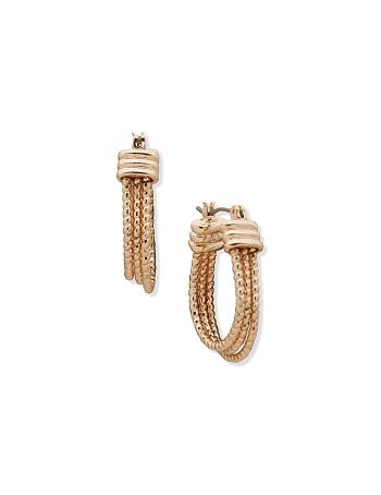 Anne Klein Texture Clip Hoop Pierced Earrings Gold | LUSTR54151