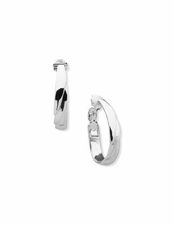 Anne Klein Tiered Clip Hoop Clip Earrings Silver | QUSUV72729