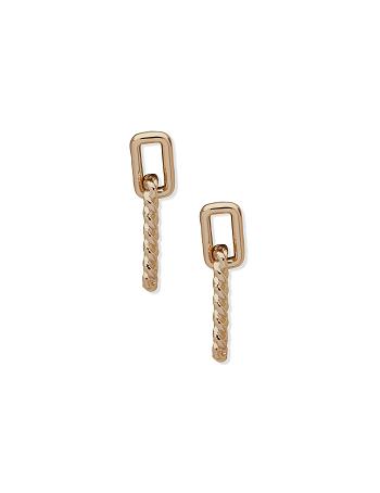 Anne Klein Twist Drop Earrings Gold | QUSUV91655