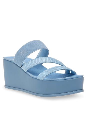 Anne Klein Velma Flatform Sandal Wedges Blue | PUSER39342