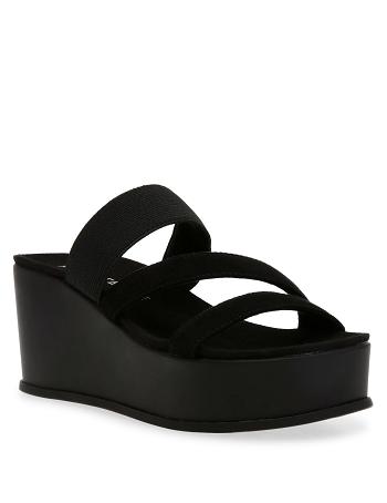 Anne Klein Velma Flatform Sandal Wedges Black | USDFL72056