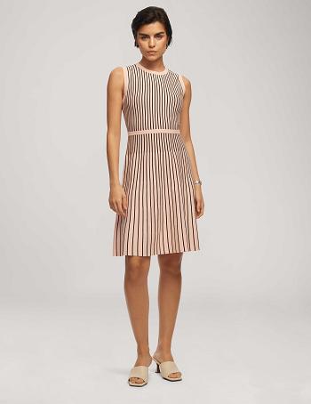 Anne Klein Vertical Stripe Fit And Flare Dresses Stripes / Black | BUSSO57151