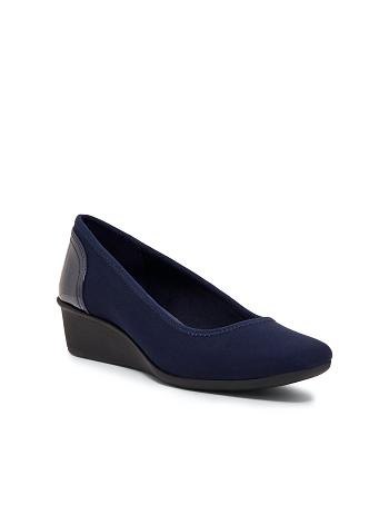 Anne Klein Wisher Wedge Heels Navy | QUSWA22266