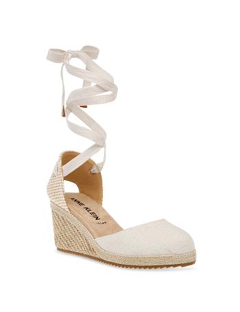 Anne Klein Zelda Wedges Beige / Silver | YUSGT87460