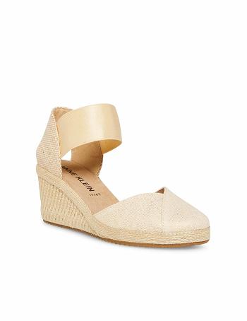 Anne Klein Zoey Round Toe Espadrilles Wedges Gold | USJVR15411