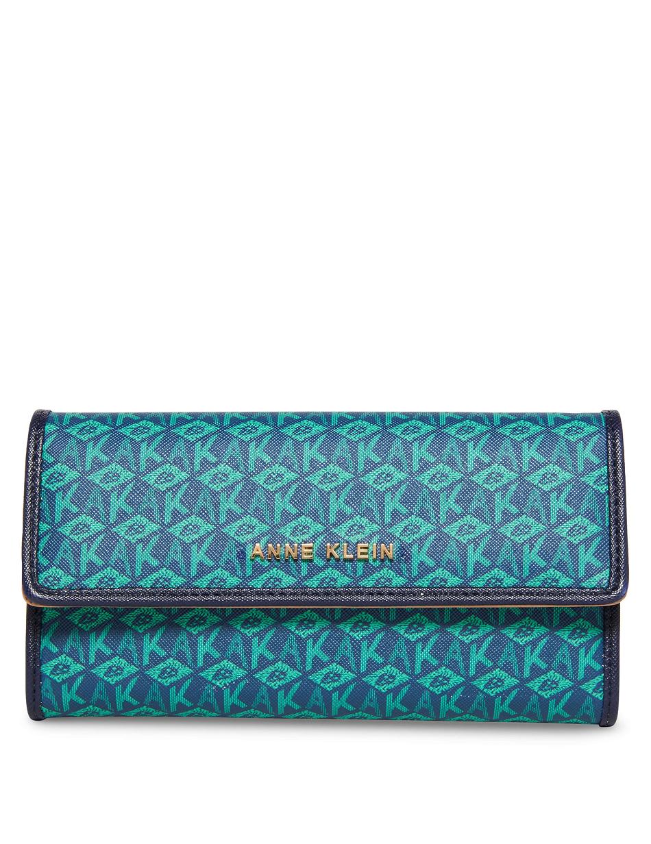 Anne Klein AK Cube Logo Flap Wallets Blue / Blue | USCIF53888