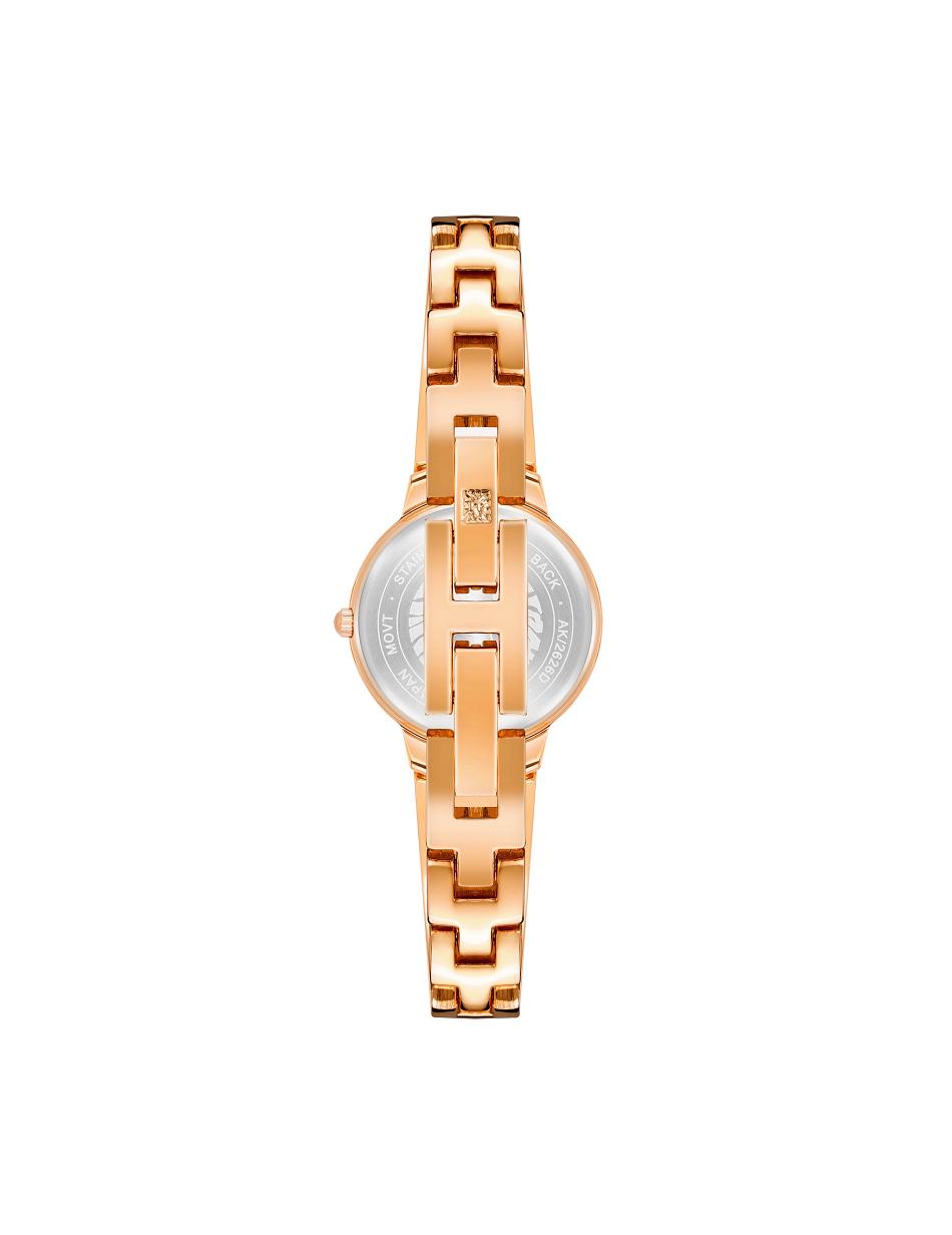 Anne Klein Accented Open Bangle Watch Diamond Rose / Gold / Green | FUSHY16216