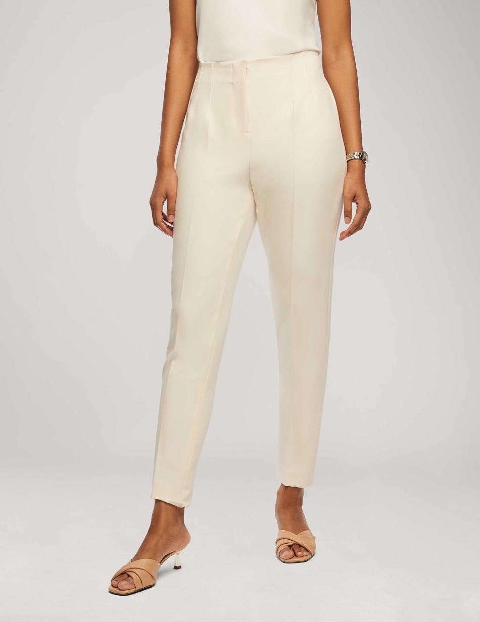 Anne Klein Anne Stretch Pleat Hollywood Waist Slim Ankle Pant Bottoms White | UUSND35173