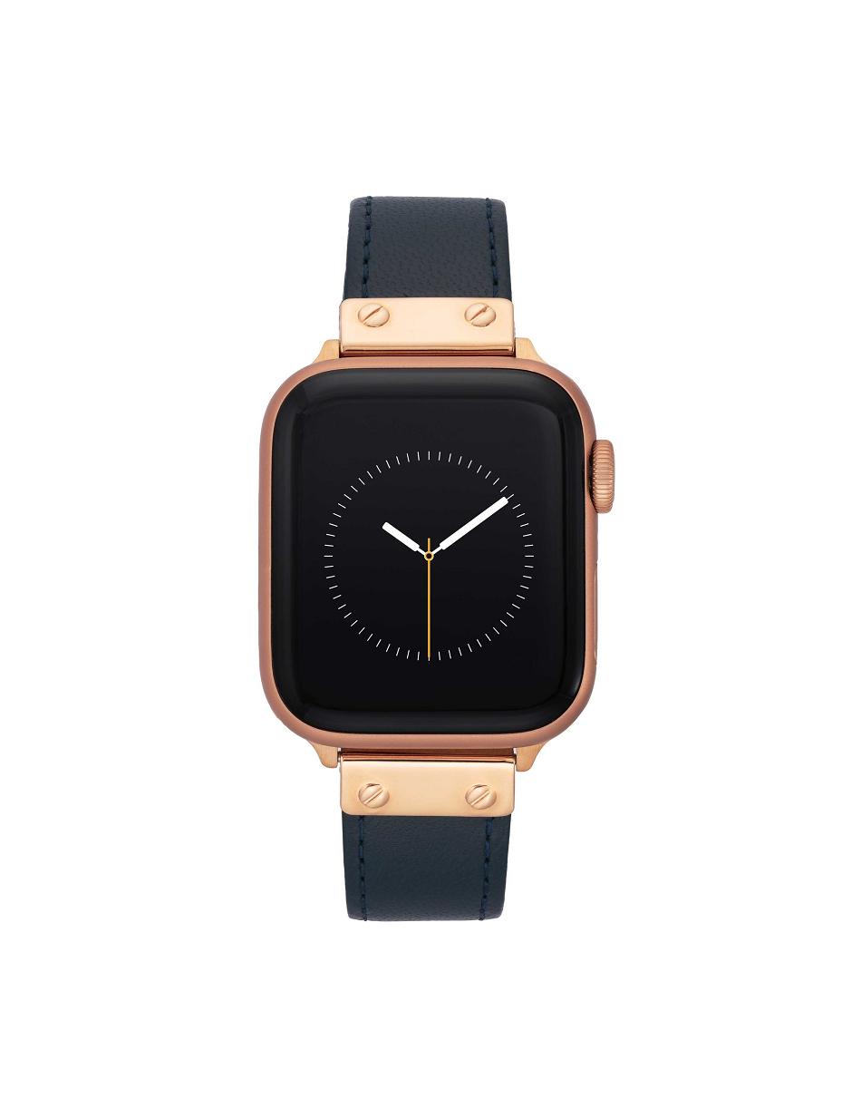 Anne Klein Band for Apple Watch® Leather Navy / Rose / Gold | QUSWA16926