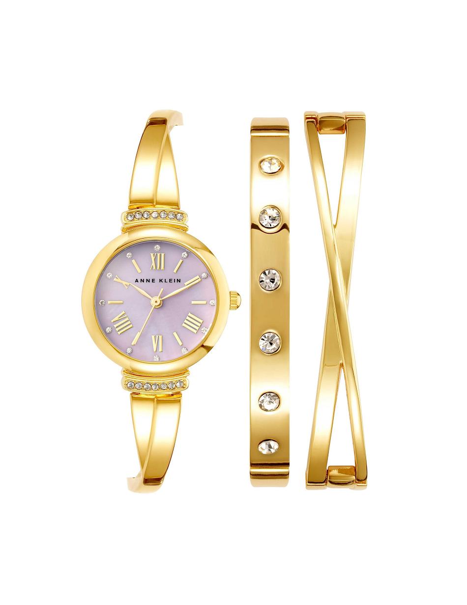 Anne Klein Bangle Watch and Bracelets Set Metals Lavender / Gold | LUSTR74546