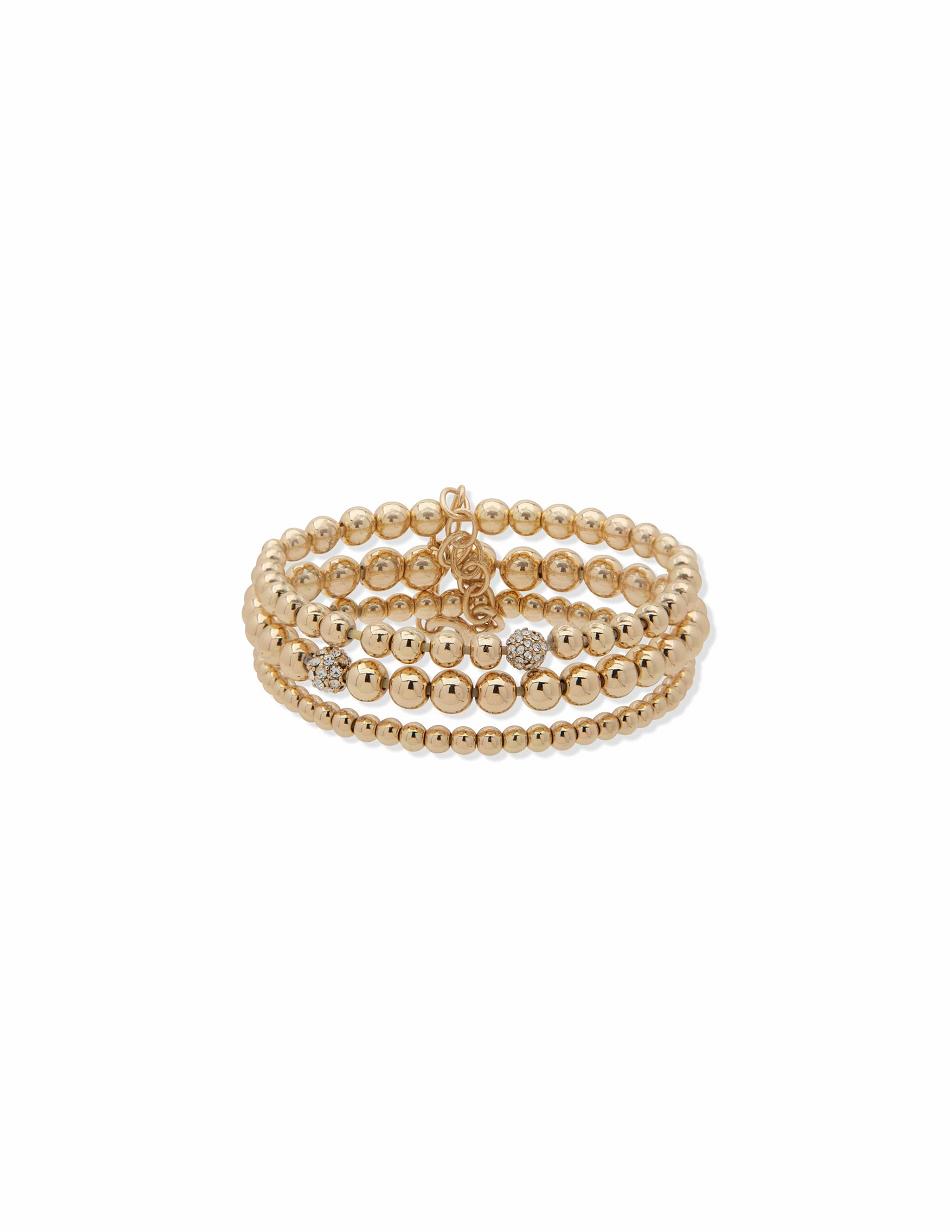 Anne Klein Beaded 3 Stretch Bracelet Best Sellers Gold | EUSVG84852