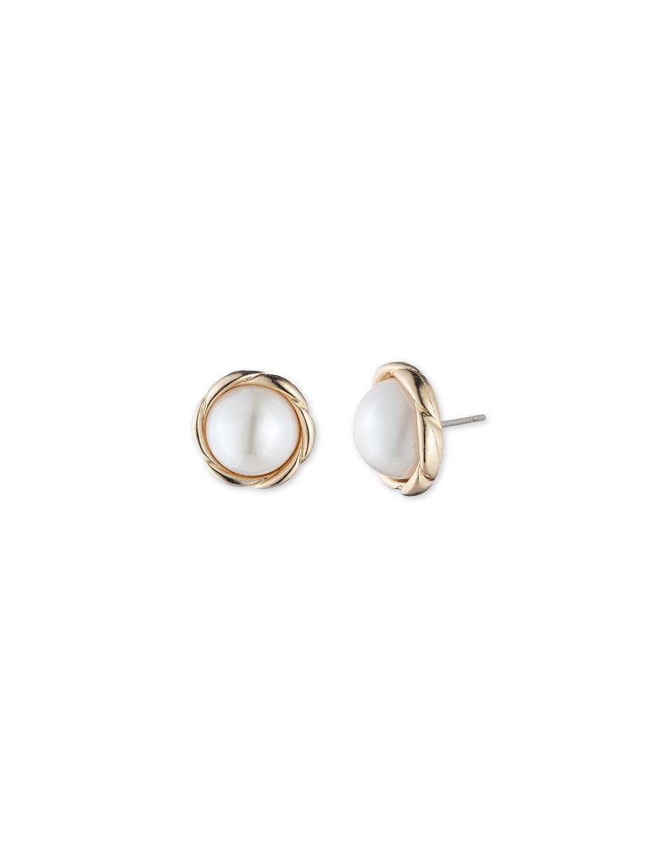 Anne Klein Blanc Faux Pearl Twisted Gold-Tone Stud Earrings Best Sellers Gold | FUSHY17883