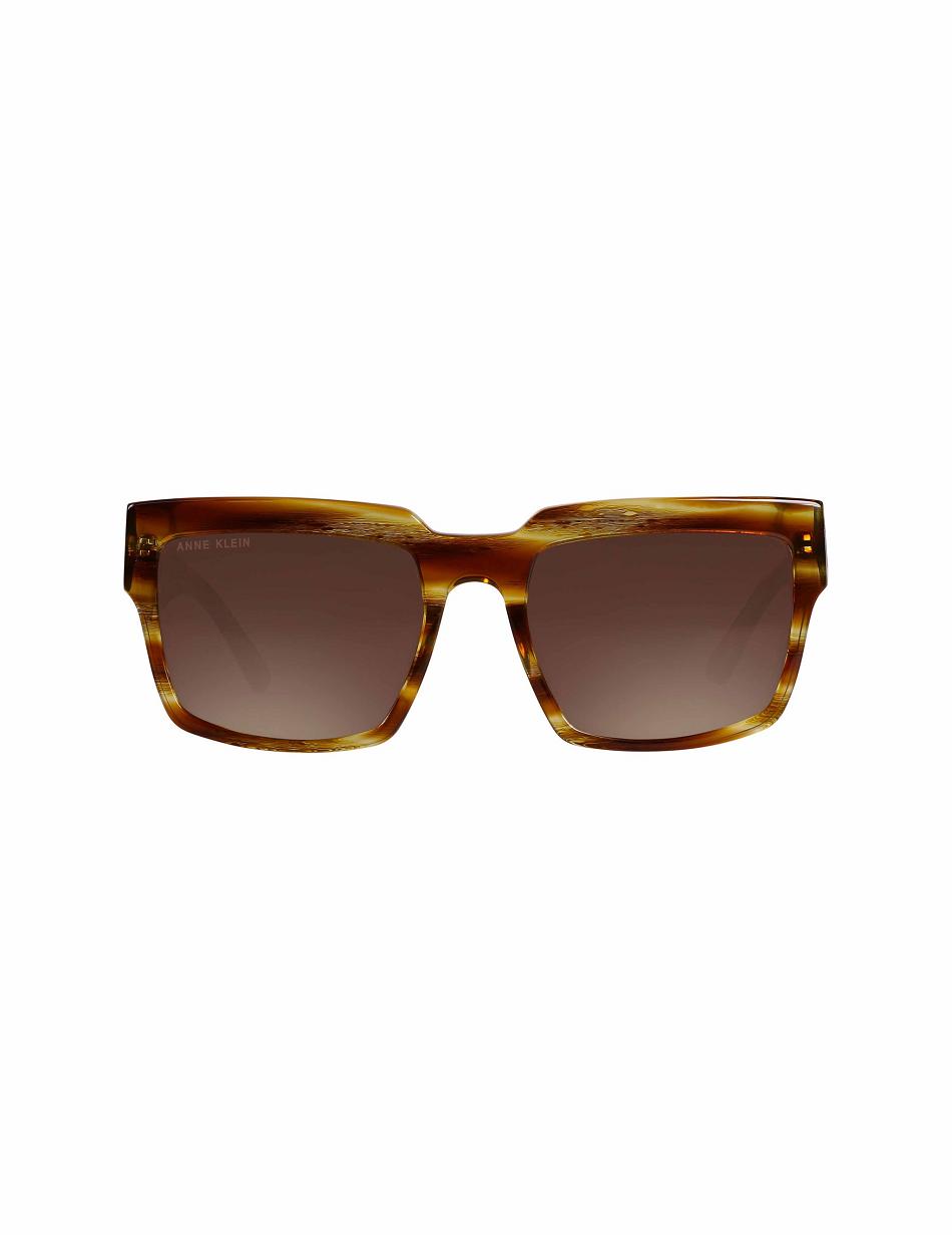 Anne Klein Blonde Horn Oversized Square Sunglasses Best Sellers black brown | GUSUC63325