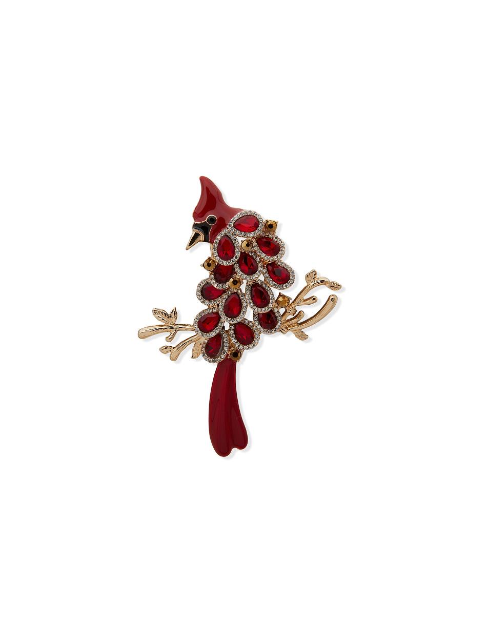 Anne Klein Box Pin Crystal Cardinal Brooches Gold | DUSKV31569