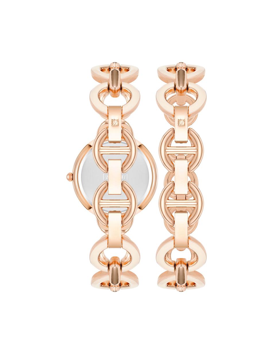 Anne Klein Boyfriend Circular Link Bracelet Watch Sets Pink / Pink / Rose / Gold | PUSQX65247