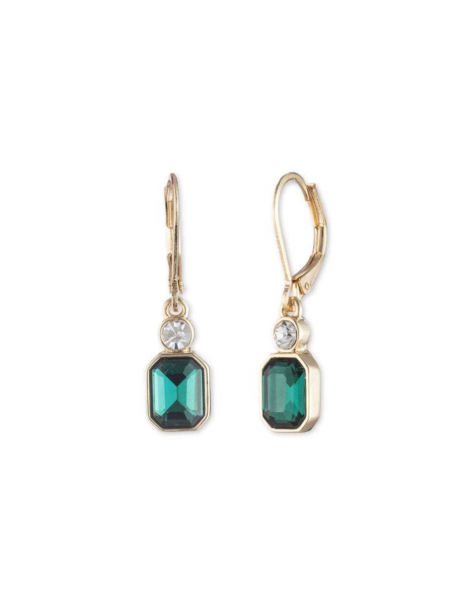 Anne Klein Bright Emerald Drop Pierced Earrings Turquoise / Gold | LUSSX86761