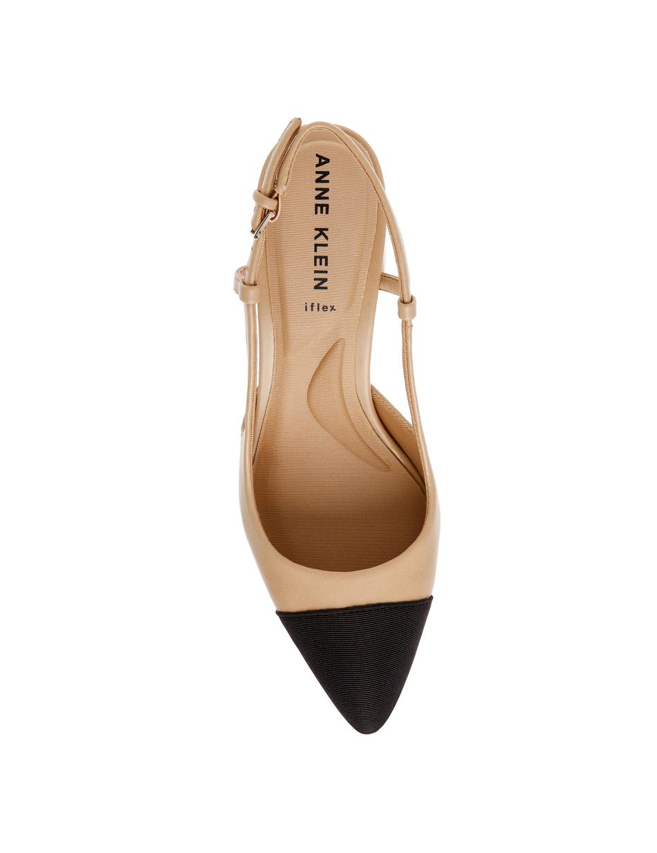 Anne Klein Brinlee Sling Back Pump Heels Beige / Black | GUSEC75872