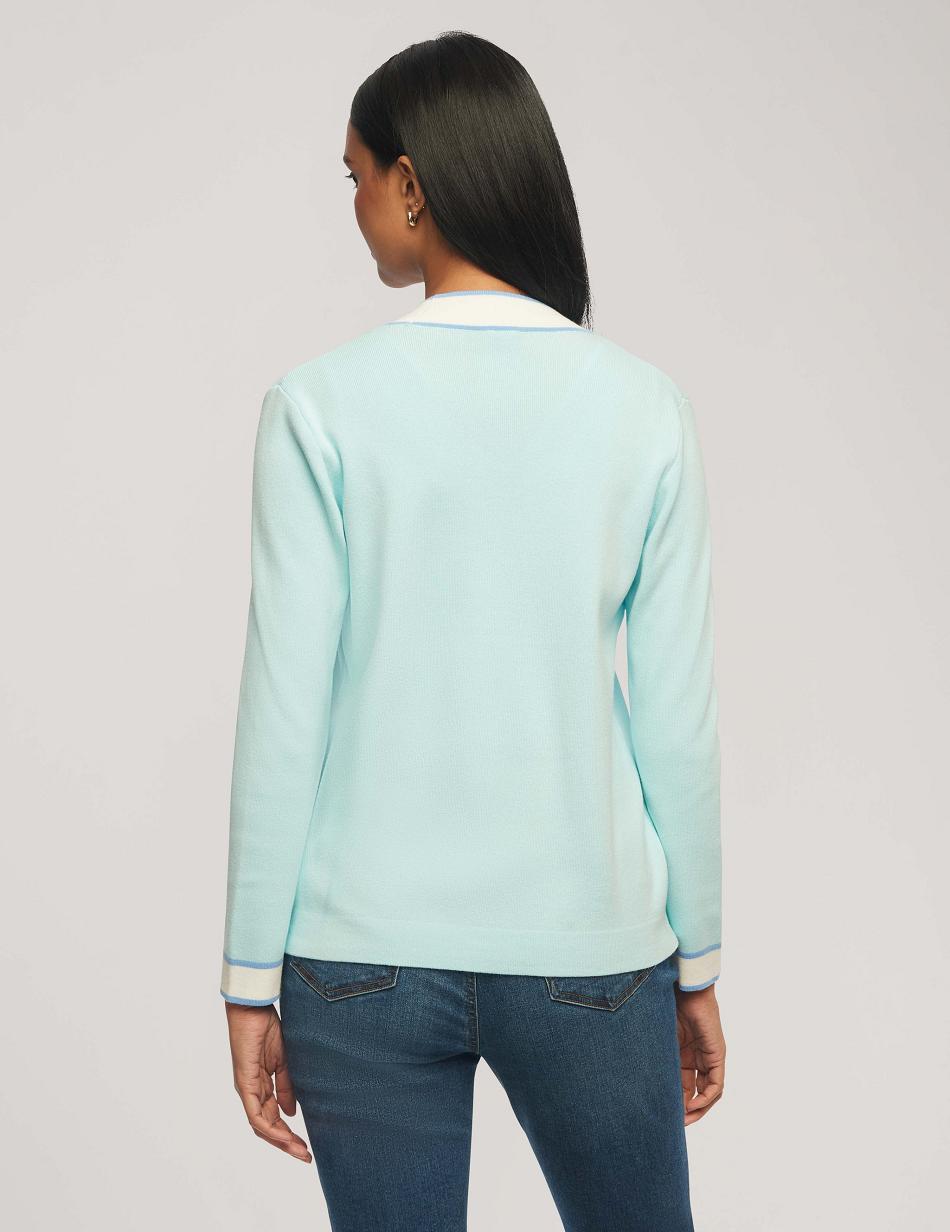 Anne Klein Cardigan With Tipped Pockets Sweaters Blue | BUSSO10243