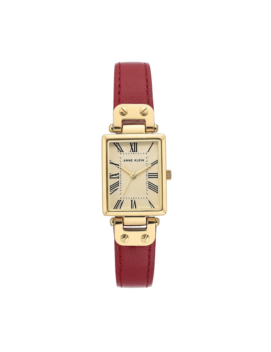 Anne Klein Case Leather Strap Watch Rectangular Red | QUSWA78463