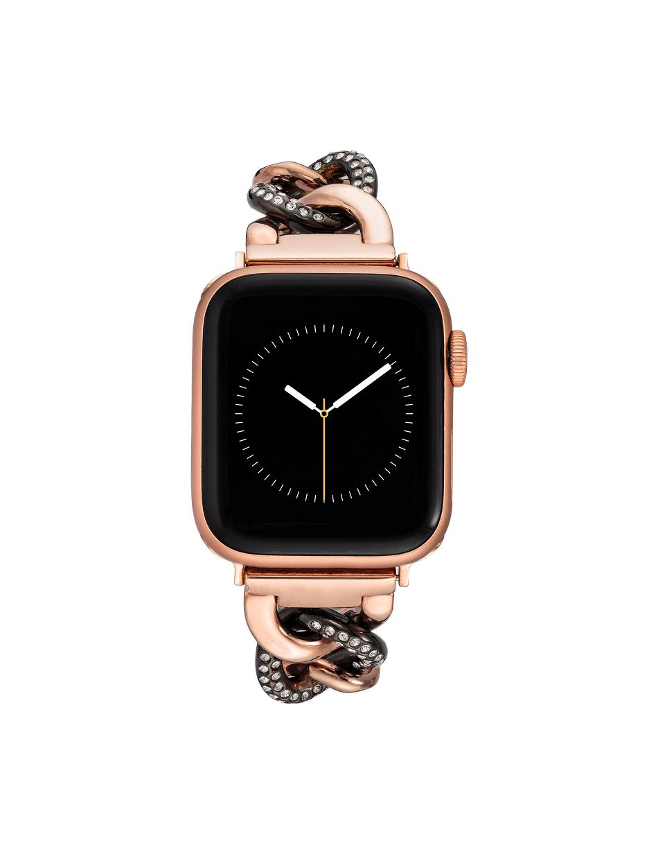 Anne Klein Chain Link Bracelet Band with Premium Crystals Apple Watch Accessories Grey / Rose / Gold | ZUSMJ55242