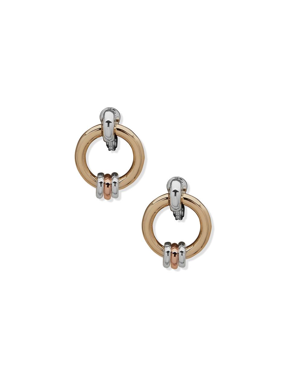 Anne Klein Circle Link Button Clip Earrings Gold / Silver | ZUSNQ43601