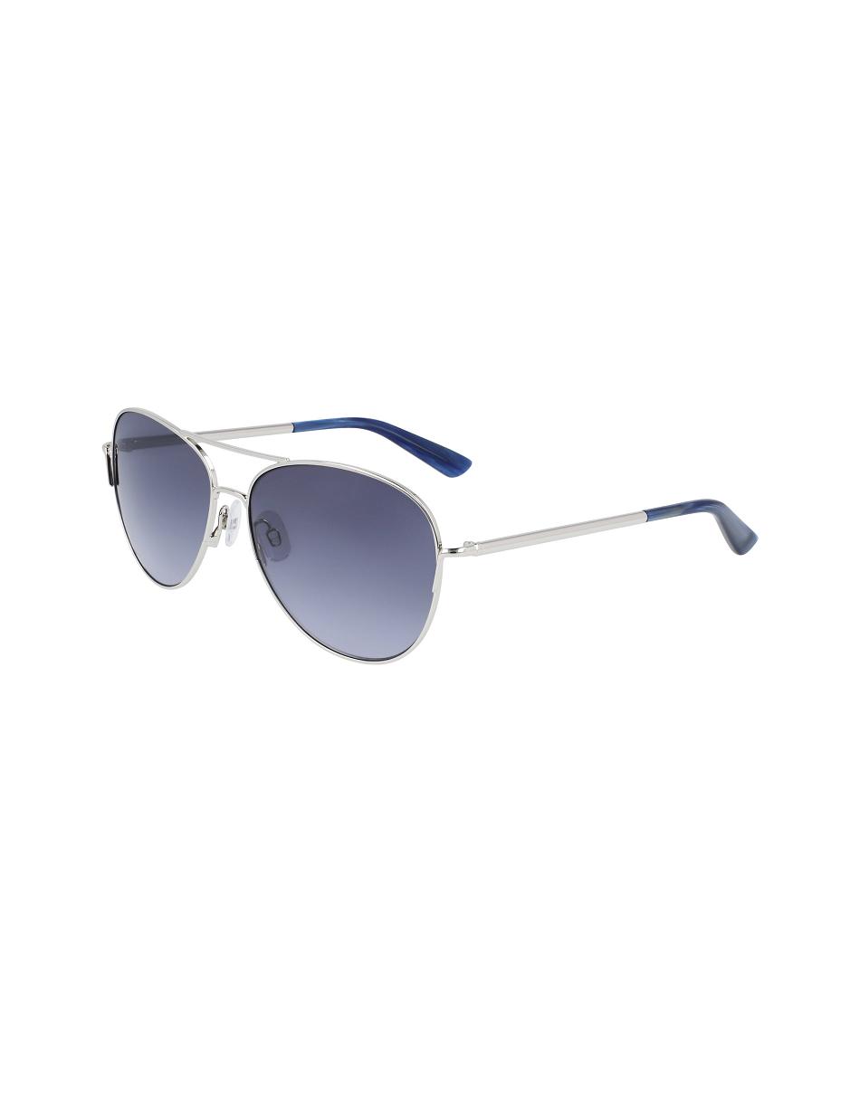 Anne Klein Classic Aviator Sunglasses Oversized Silver | USEAH17361