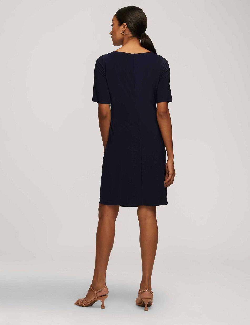 Anne Klein Classic Side Pleat Dresses Blue | EUSHC62905