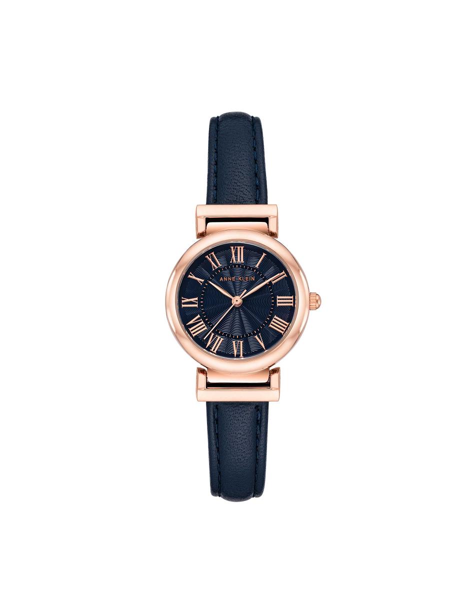 Anne Klein Classic Strap Watch Leather Navy / Rose / Gold | EUSVG57989