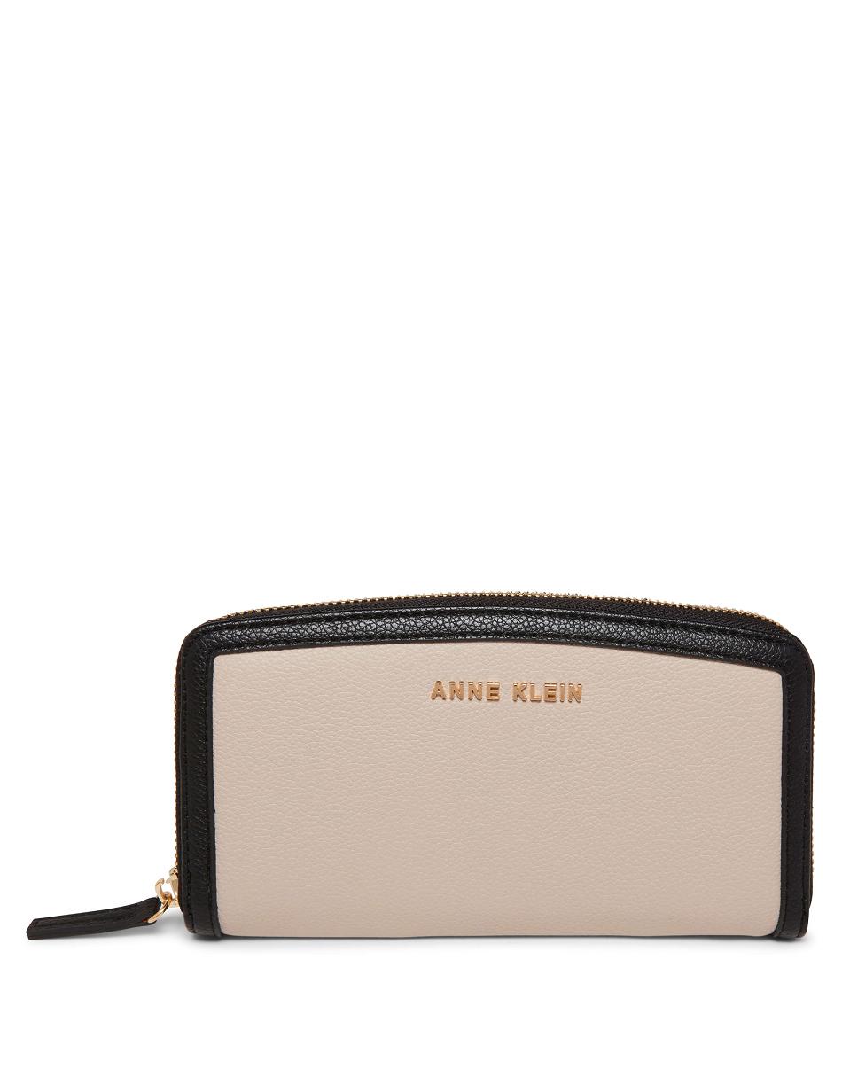 Anne Klein Colorblocked Zip Around Wallets Grey / Black | USJZR12514