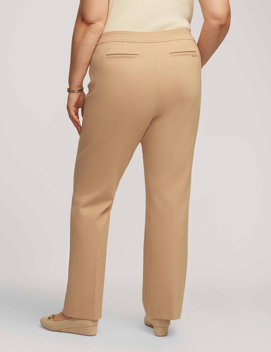 Anne Klein Compression Fly Front Bootleg Pant Plus Size Beige | USXBR13762