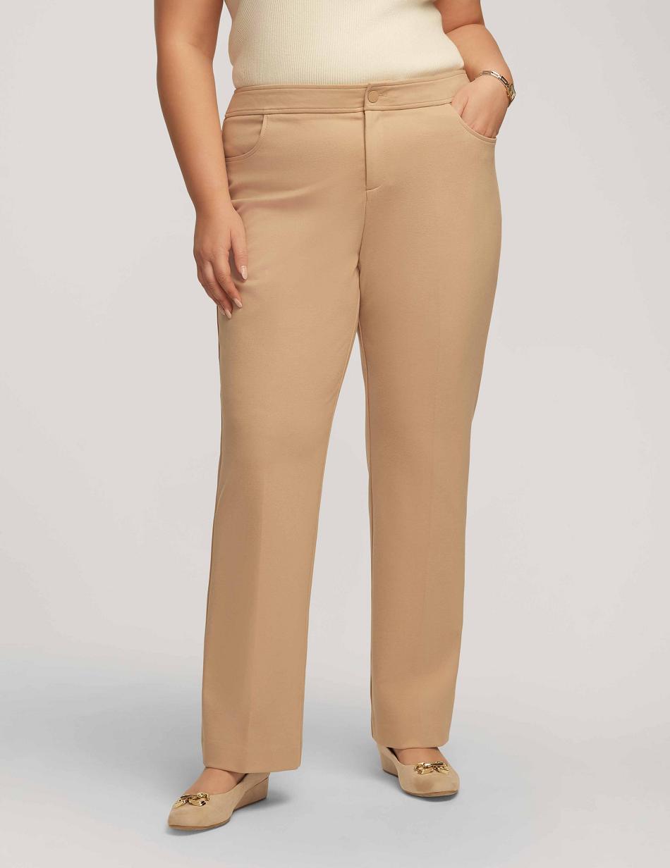 Anne Klein Compression Fly Front Bootleg Pant Plus Size Beige | USXBR13762