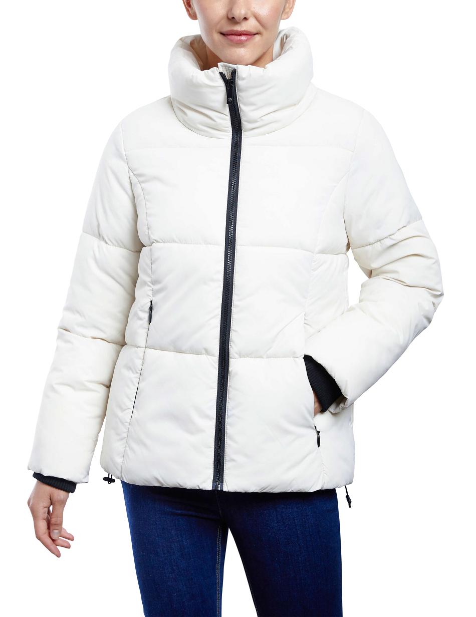 Anne Klein Consider It Short Puffer Jacket Outerwear White | BUSSO36875