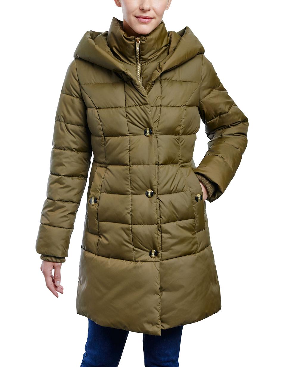 Anne Klein Consider It Snap Front Puffer Jacket Outerwear Green | SUSVO32802