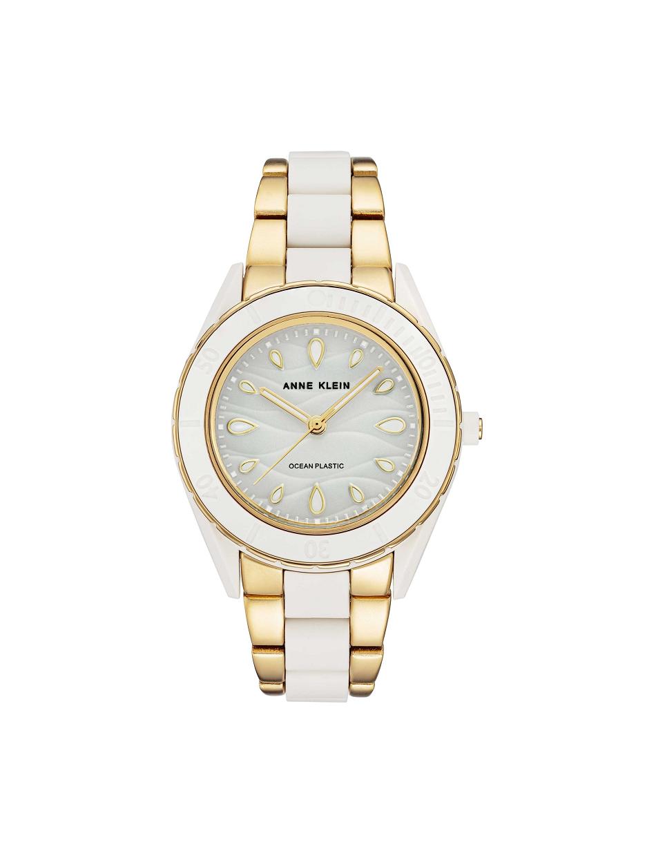 Anne Klein Considered Solar Recycled Bracelet Ocean Plastic Watches White / Gold | LUSTR23560