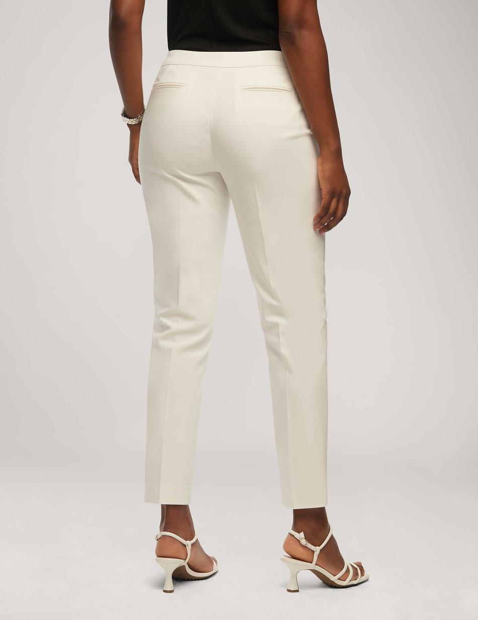 Anne Klein Cotton Double Weave Bowie Pant Bottoms White | EUSVG71172