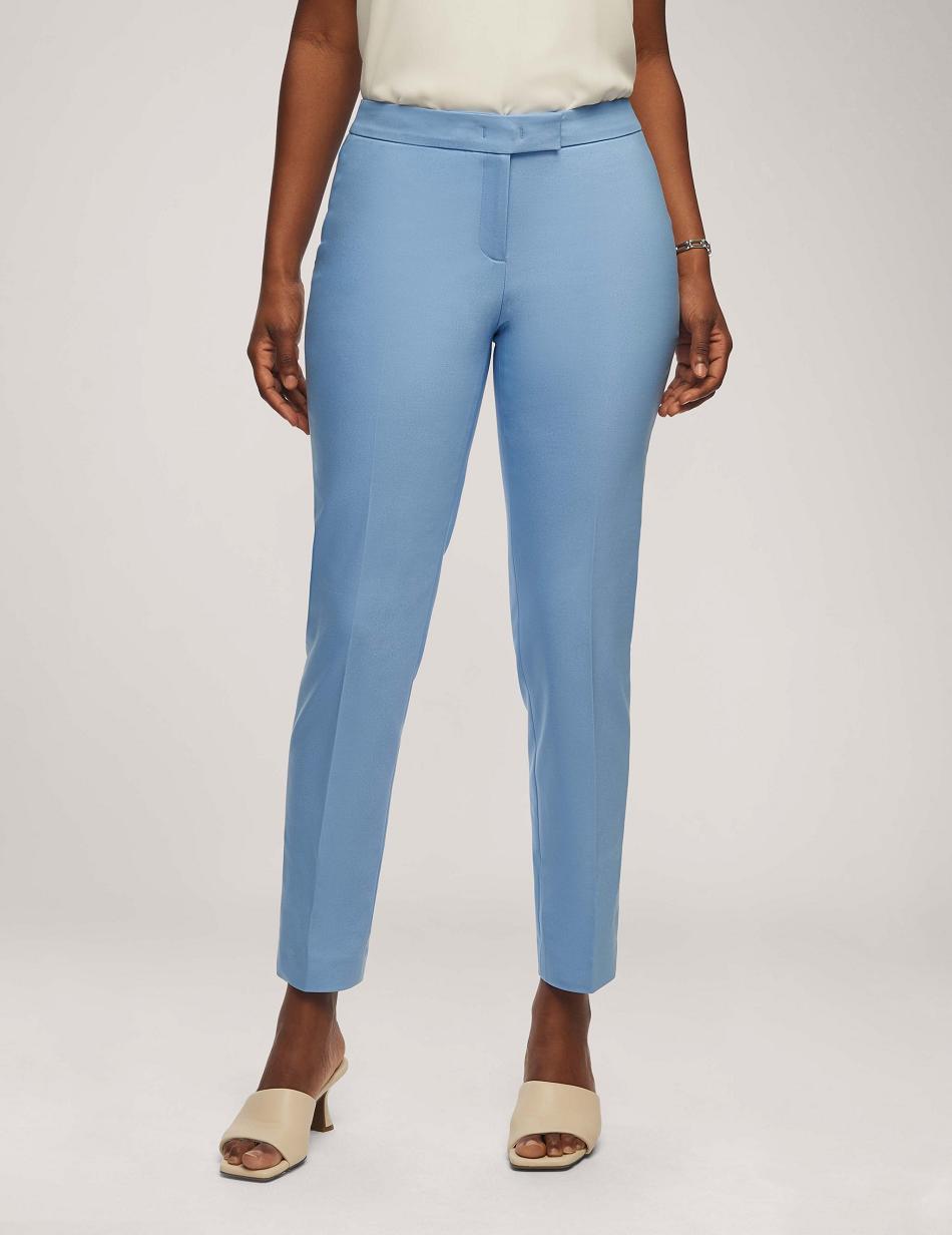 Anne Klein Cotton Double Weave Bowie Pant Bottoms Blue | USJZR65509