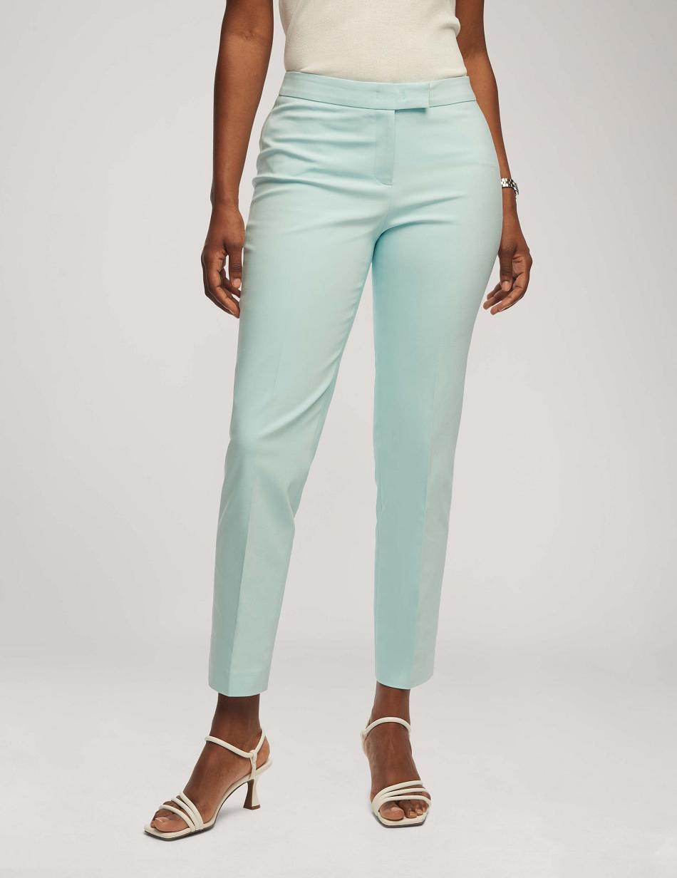 Anne Klein Cotton Double Weave Bowie Pant Bottoms Blue | XUSBH98887