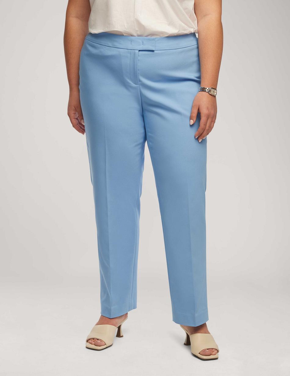 Anne Klein Cotton Double Weave Bowie Pant Plus Size Blue | YUSVQ79653