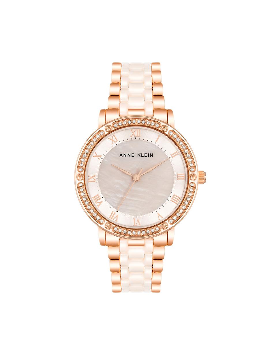 Anne Klein Crystal Accented Ceramic Link Watch Metals Pink | AUSDF26601